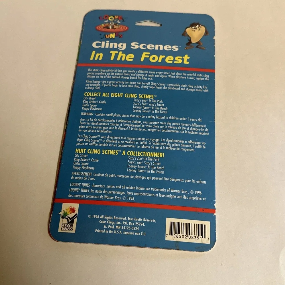1996 Looney Tunes Cling Scenes Activity Kit In the‎ Forest Bugs Bunny vintage